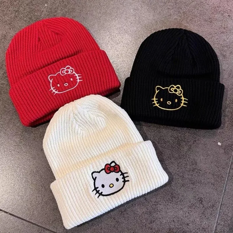 Saniro Hello Kitty вязаная шапка женская аниме милый мультфильм Cinnamoroll Melody Kuromi детская