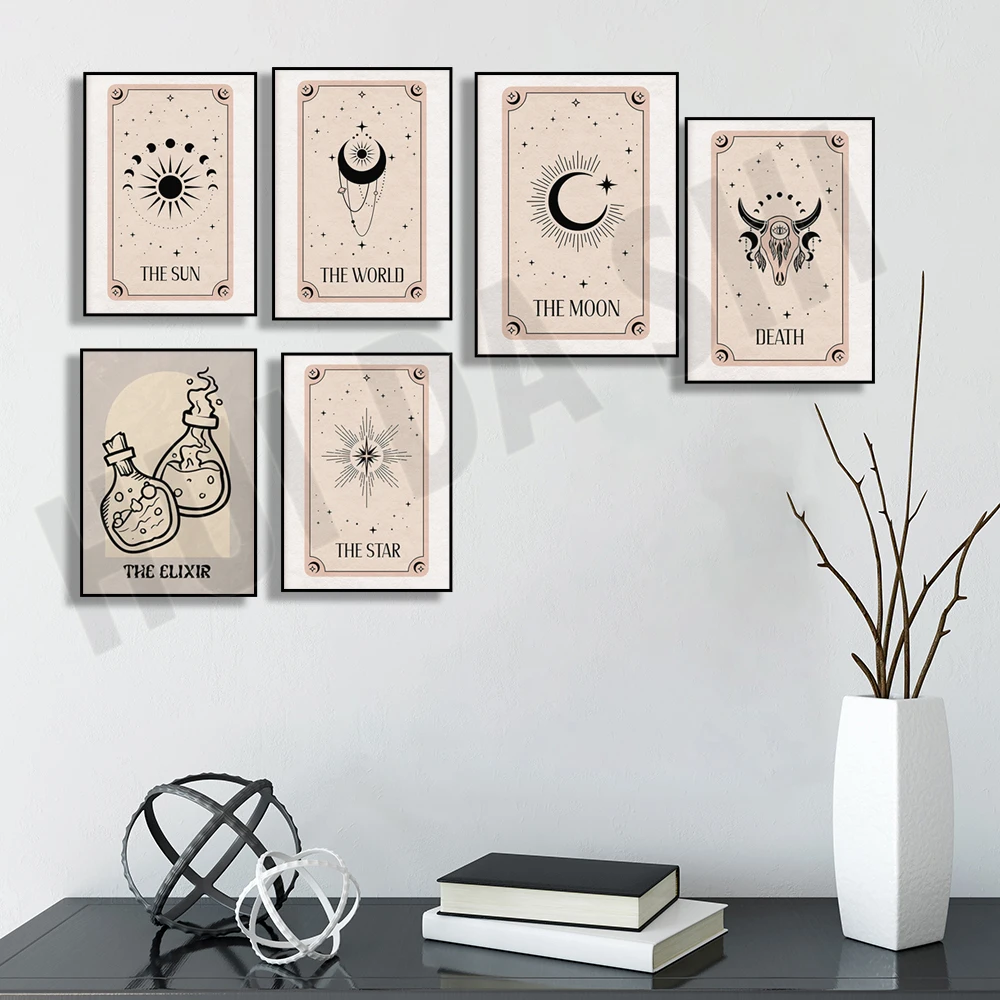 

Death Tarot Print - Boho Wall Art, Celestial Wall Prints, Neutral Home Decor, Astrology Posters, Tarot Card, Boho Horoscopes