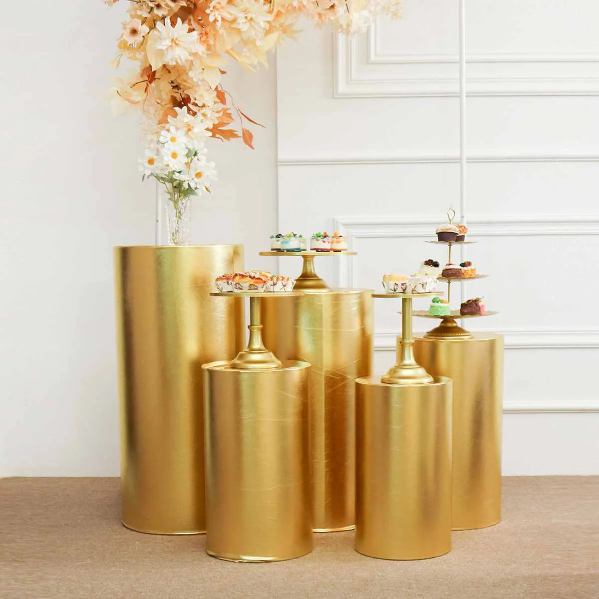 5 шт. золотые новые продукты круглая цилиндрическая крышка подставка