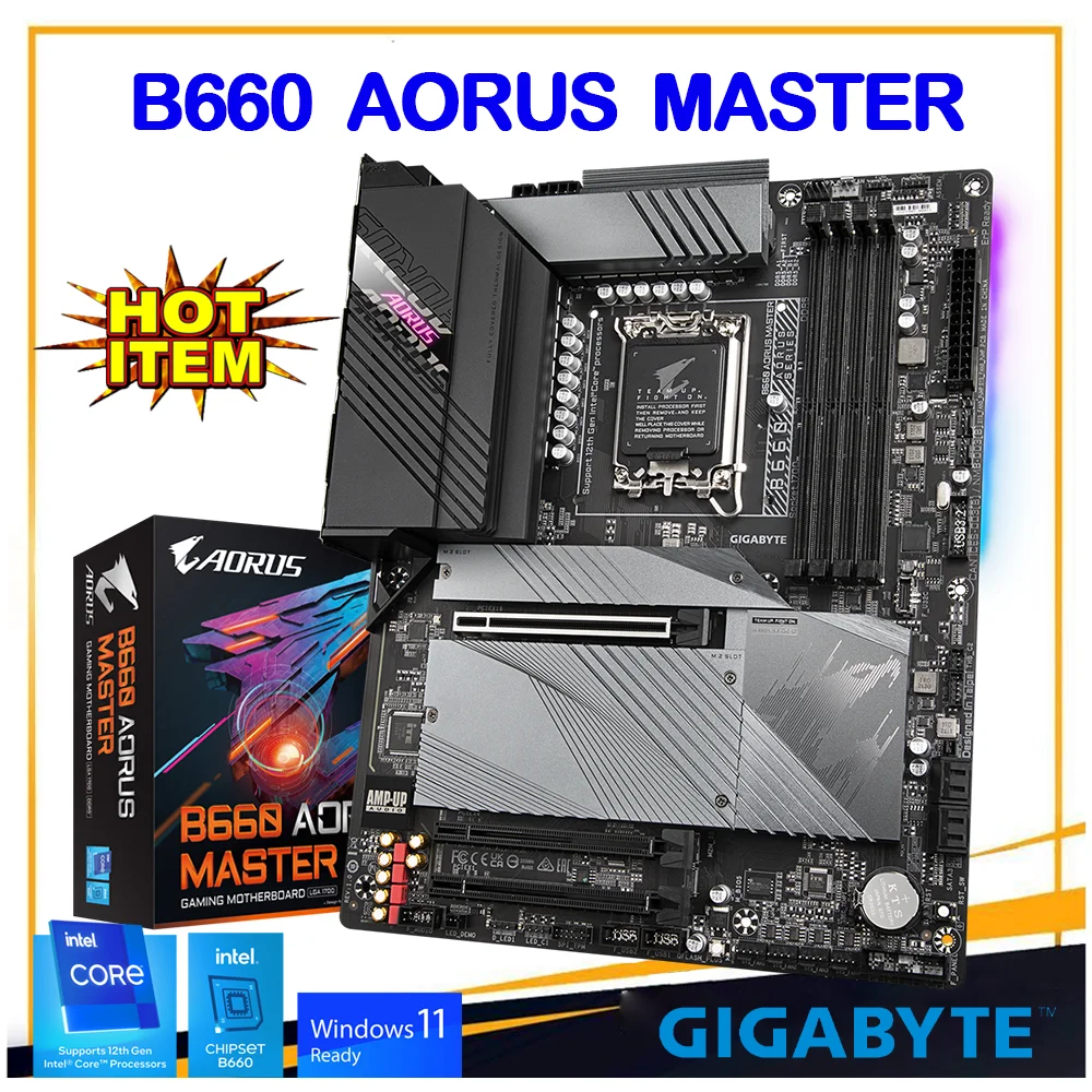 

New GIGABYTE GA B660 AORUS MASTER Motherboard DDR5 PCI-E 4.0 6000(O.C.) MHz 128G Support 12th Gen Socket LGA 1700 Mainboard B660