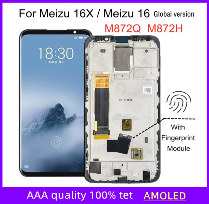 

6.0" Super AMOLED For Meizu 16X M872Q M872H LCD Display Touch Screen Replacement For Meizu 16 Global version Snapdragon 710