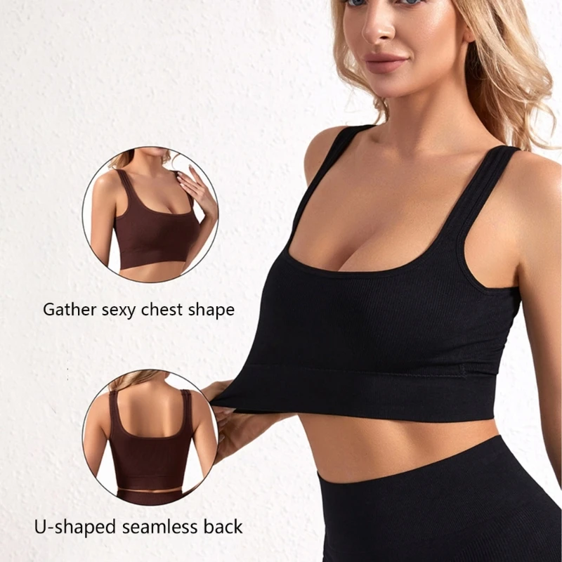 Фото Спортивные бюстгальтеры Yoga Crop Top Ударопрочный бюстгальтер для йоги Тренировки Тренажерный зал Топы для женщин №3