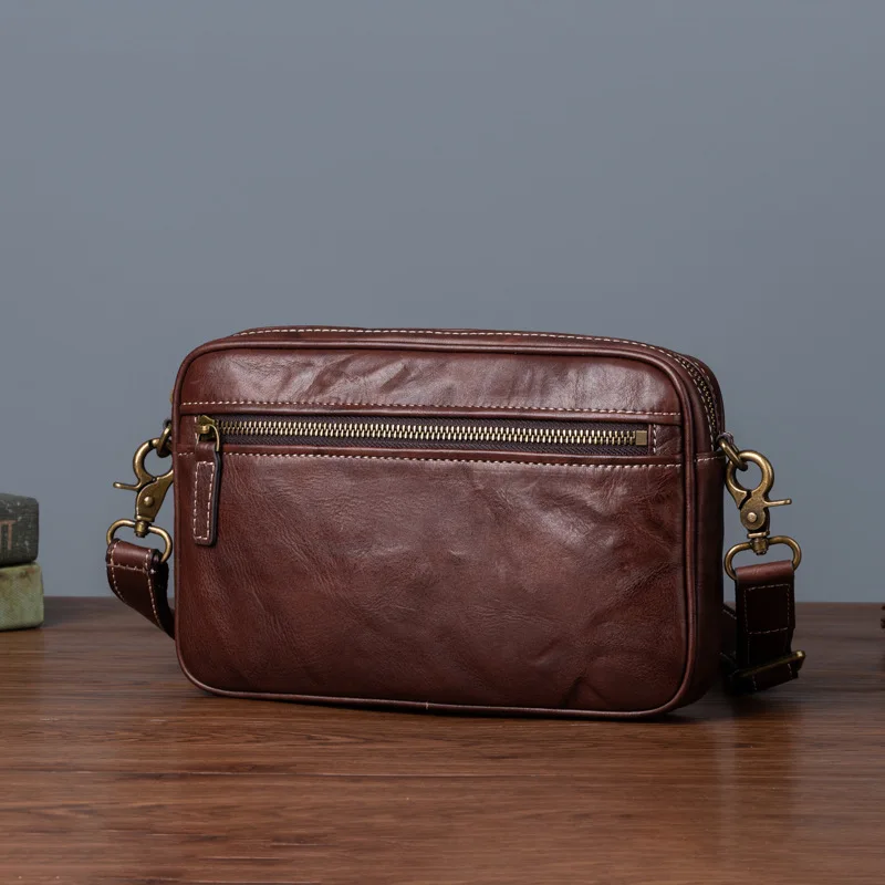 Мужская кожаная сумка-мессенджер на плечо кошелек