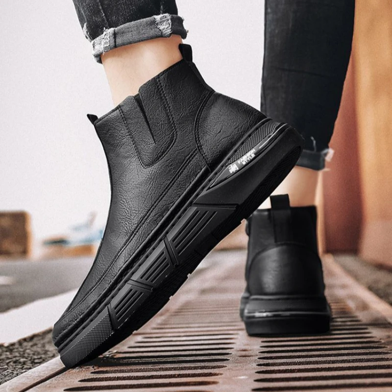 Теплые мужские зимние ботинки без шнуровки с защитой от холода удобная толстая