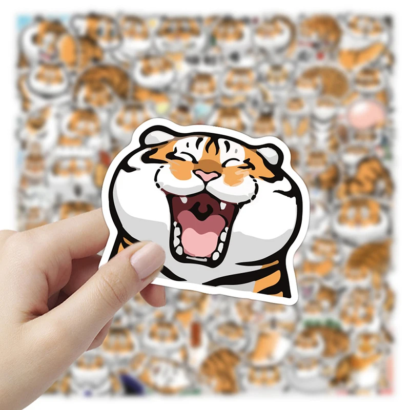 

100PCS Tiger Cartoon Emoticon Graffiti Notebook Suitcase Car Decoration Sticker
