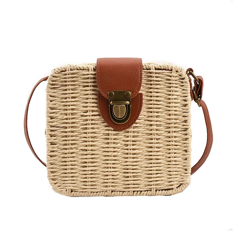 Women Square Messenger Bag Female Brand Designer Shoulder Bags Summer Travel Beach Bag for Girls Straw Bags Handbags Sac 2023