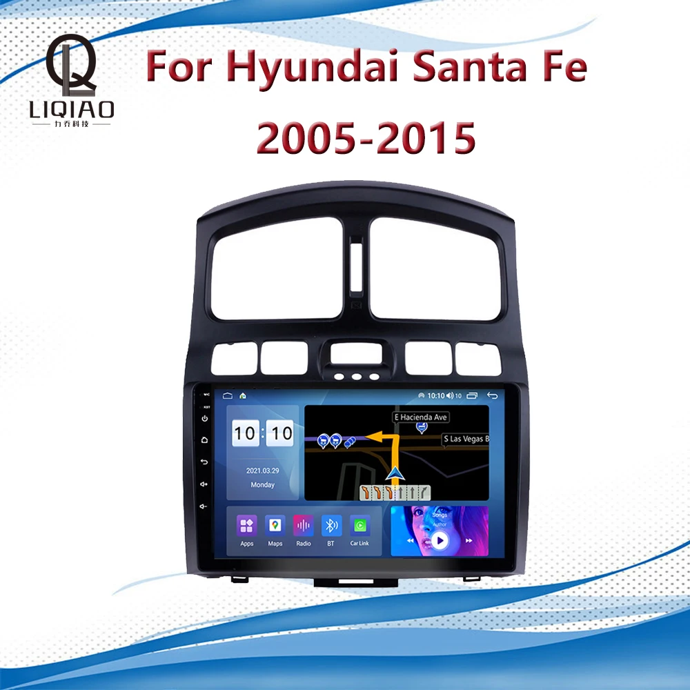 

Автомобильный мультимедийный видеоплеер для Hyundai Santa Fe 2005-2015 Android 11 GPS QLED 1280*720 сенсорный экран Bluetooth OBD USB
