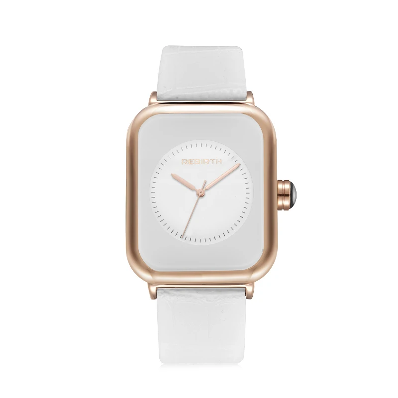 

Minimalist Ladies Quartz Dress Wristwatch Women Square Wrist Watch White Leather