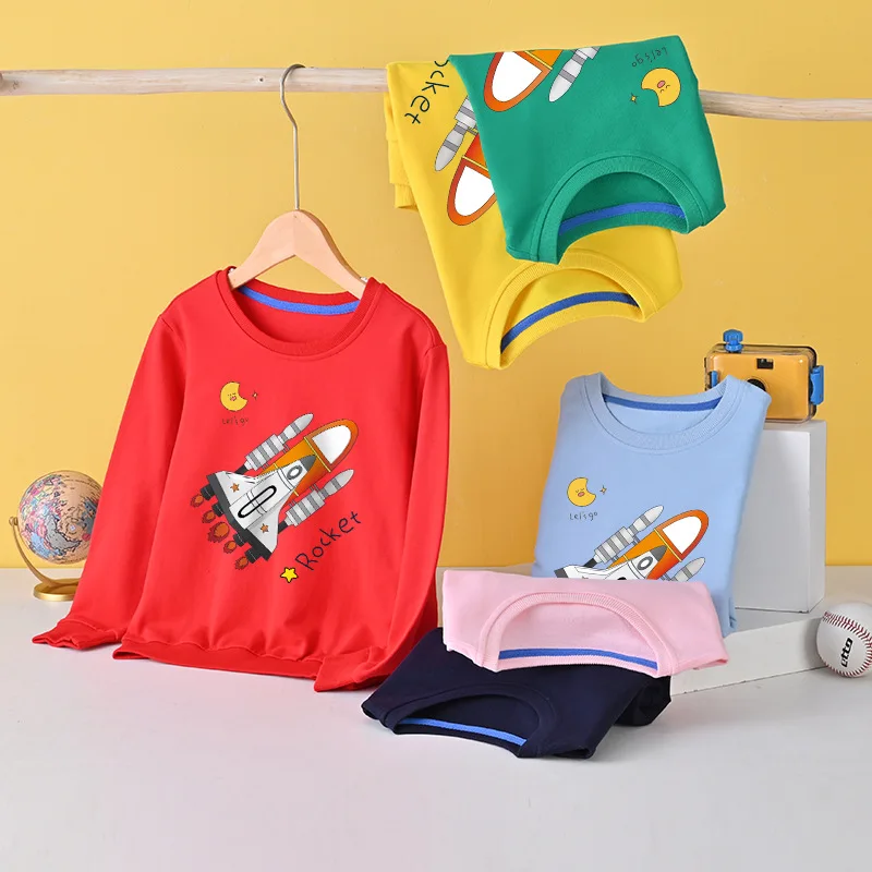 

2023 Autumn New Children's Hoodie Men's and Women's Small Big Korean Version of Cotton Circle Crewneck Top Pullover