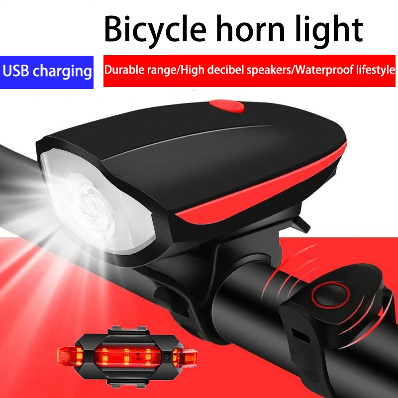 

Highlight Bicycle Horn Headlights USB Charging Mountain Bike Waterproof Lights Night Riding Accessories Equipment Wholesale
