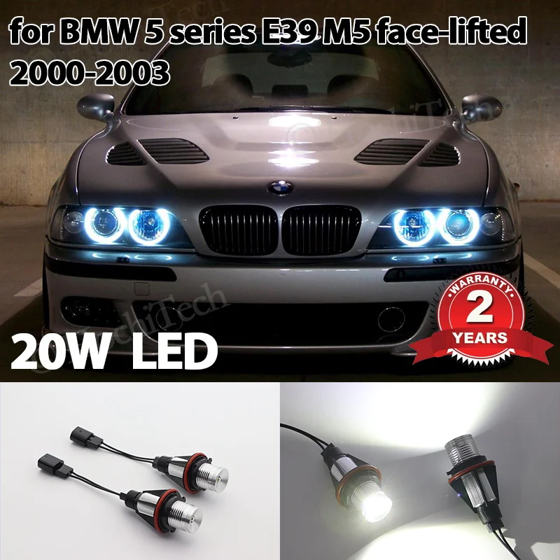 

Сверхъяркие габаритные огни canbus, 20 Вт, фары «ангельские глазки» для BMW 5 серии E39, приподнятые лицом 525i 530i 540i M5 2001 2002 2003