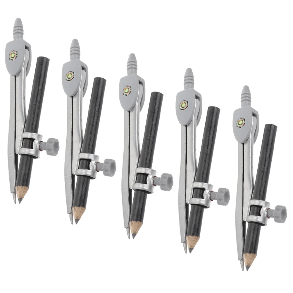 

5 Pcs Drawing Compasses Kids Stationary Students Circle Portable Tool Kit Math Drafting Tools