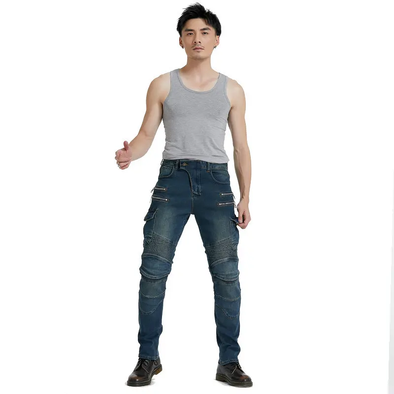 LOMENG Motorcycle Riding Pants Motorbike Motocross Cycling Jeans Safety CE knee Hip Removable Armored All Seasons for Men LM07