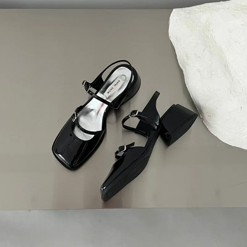 Босоножки Comemore женские с квадратным носком винтажные сандалии на толстом