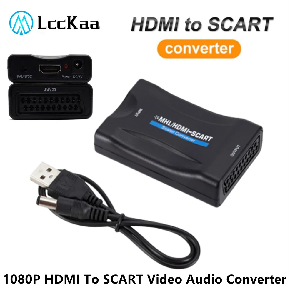 

HDMI-compatible to SCART Converter 1080P HDMI to SCART Video Adapter PAL/NTSC For HDTV DVD Signal Upscale Adapter Accessories