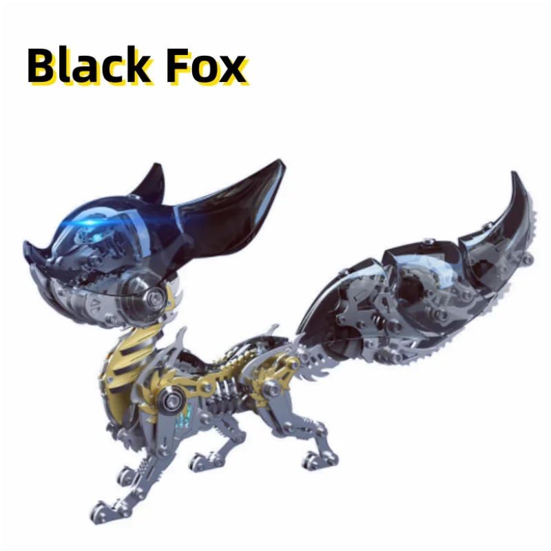 Черная лиса 3D металлические пазлы механические Linglong Fox Mozi наборы металлических