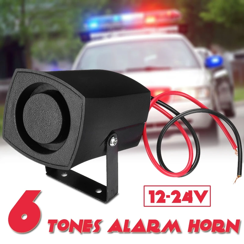 

12-24V Car Policemen Fires Alarm Horn 6 Tones Warning Siren Beeper Buzzer Car Alarm Sound