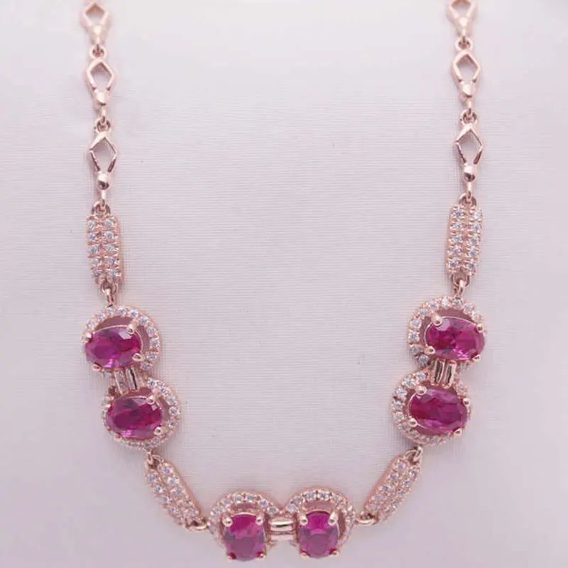 

585 Purple Gold Inlaid Ruby Bracelets For Women New Fashion Light Luxury 14K Rose Gold Crystal Charm Wedding Jewelry
