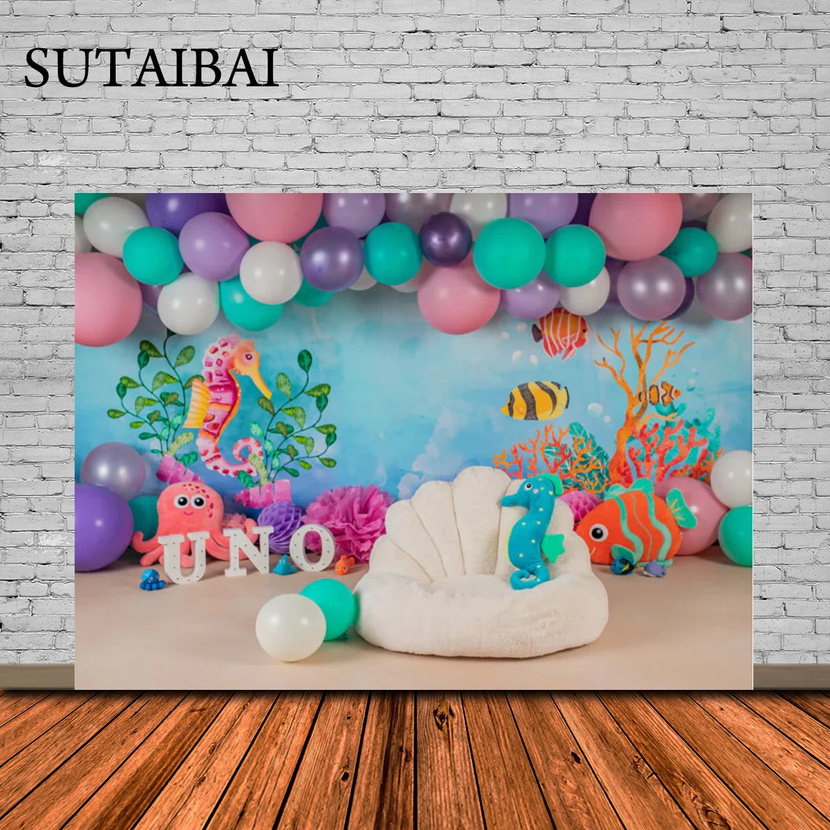 

Photography Background Under The Sea Ocean Balloon Mermaid Starfish Girl Birthday Cake Smash Decor Backdrop Photo Studio