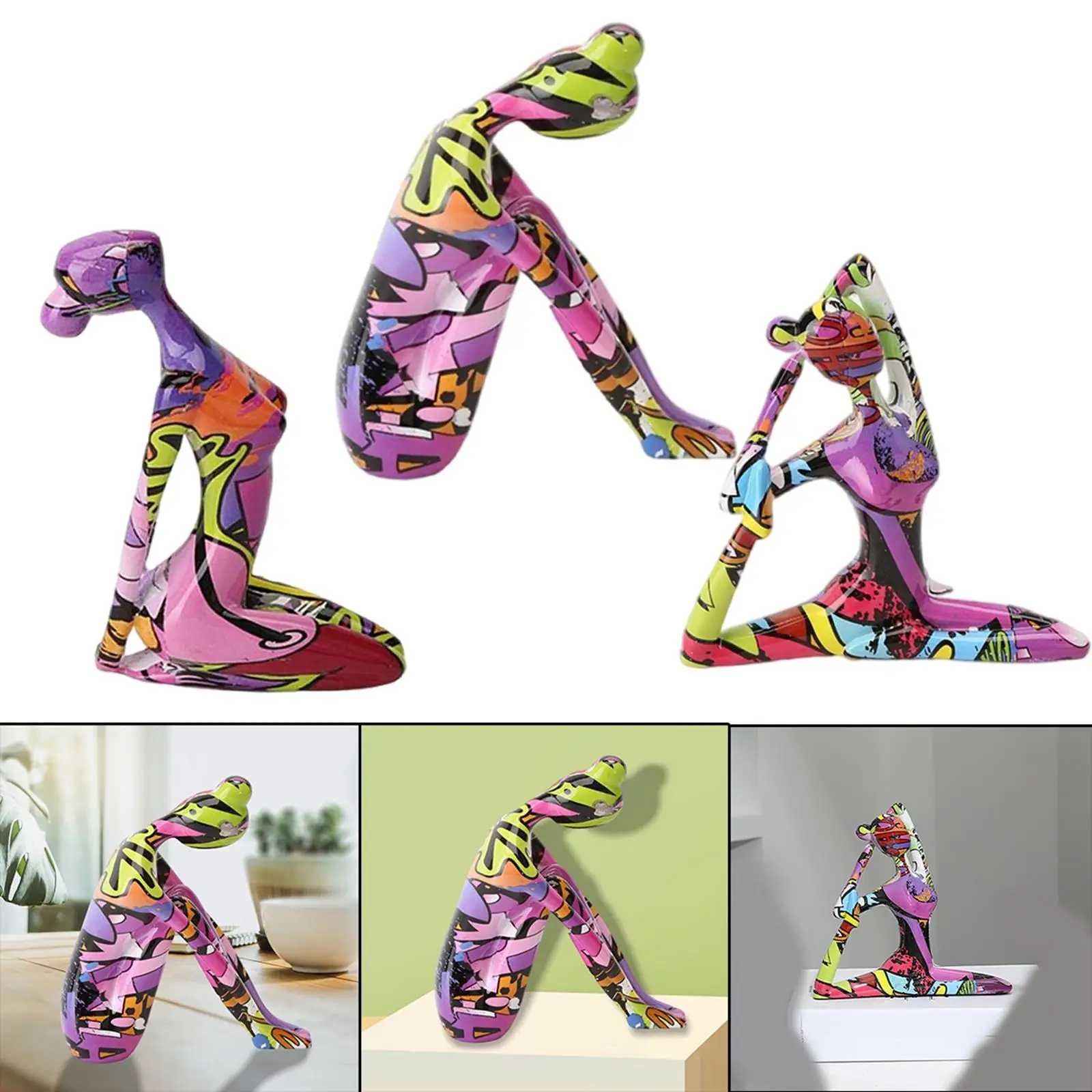 

2pcs Yoga Figurine Sculpture Decorative Ornament Statue Office TV Stand