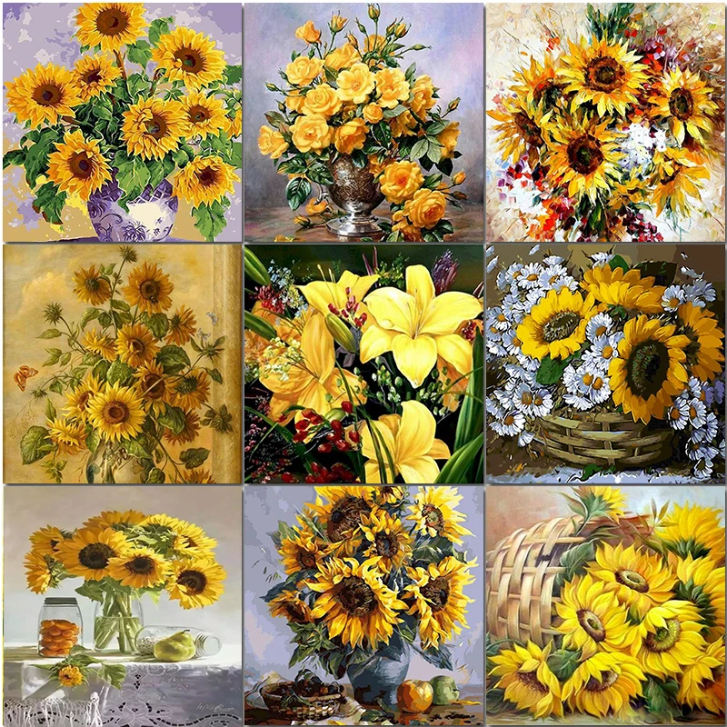 

Картина маслом по номерам «сделай сам», Настенный декор «Подсолнух» для спальни, гостиной, украшение для детской комнаты, уникальный подаро...