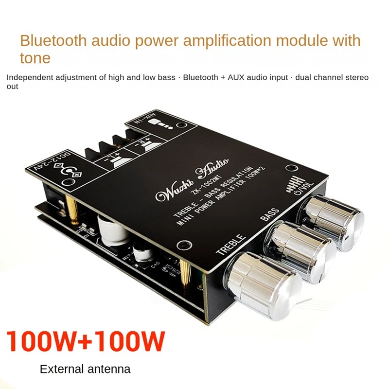 

1 комплект с кабелем постоянного тока 100 Вт x 2 регулировка высоких и низких басов для двухканальной Мини-стереосистемы