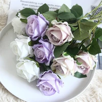 5pcs silk artificial flowers bouquets for bridal single head rose fake flower for outdoor wedding arrangements indoor home decor