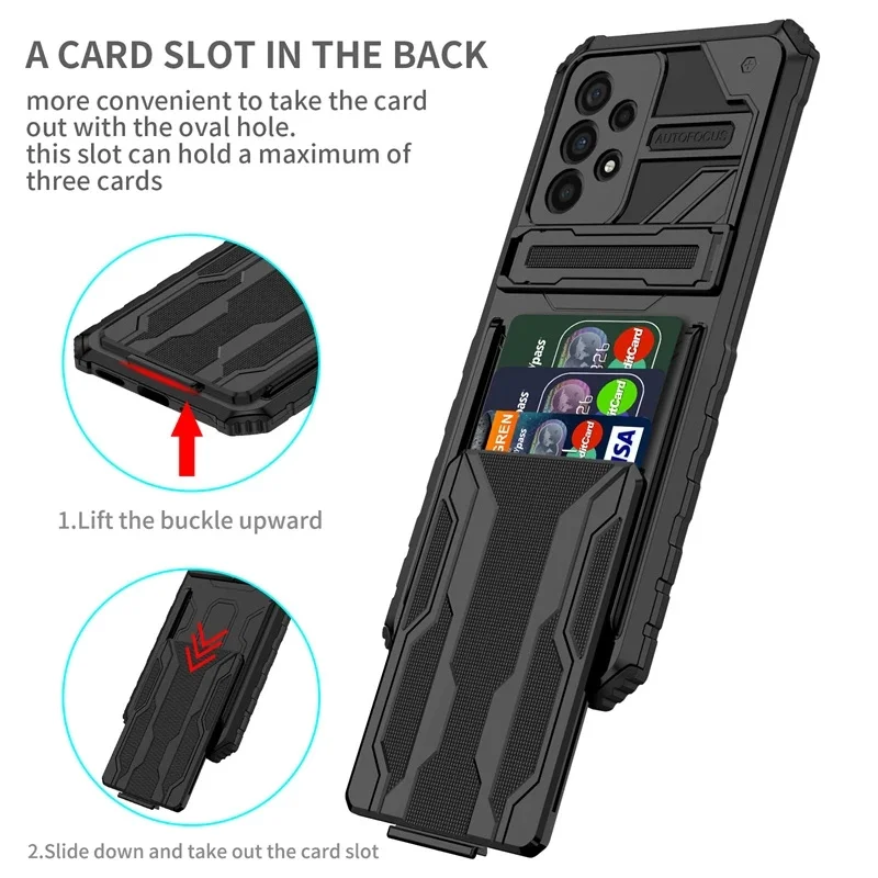 

For Samsung Galaxy A33 5G Case Stand Holder Shockproof Armor Bumper Silicone Back Cover for Galaxy A53 5G With Card Slot Case