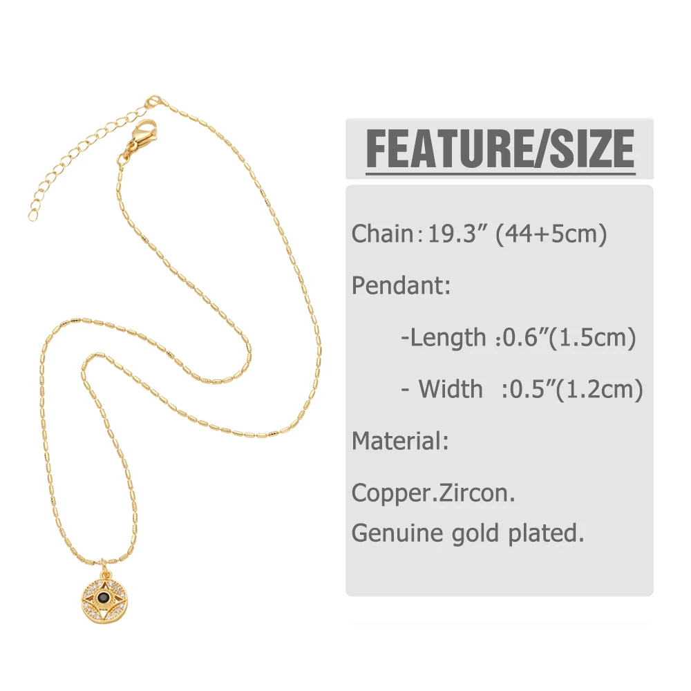 FLOLA маленькие синие ожерелья от сглаза для женщин медные позолоченные с