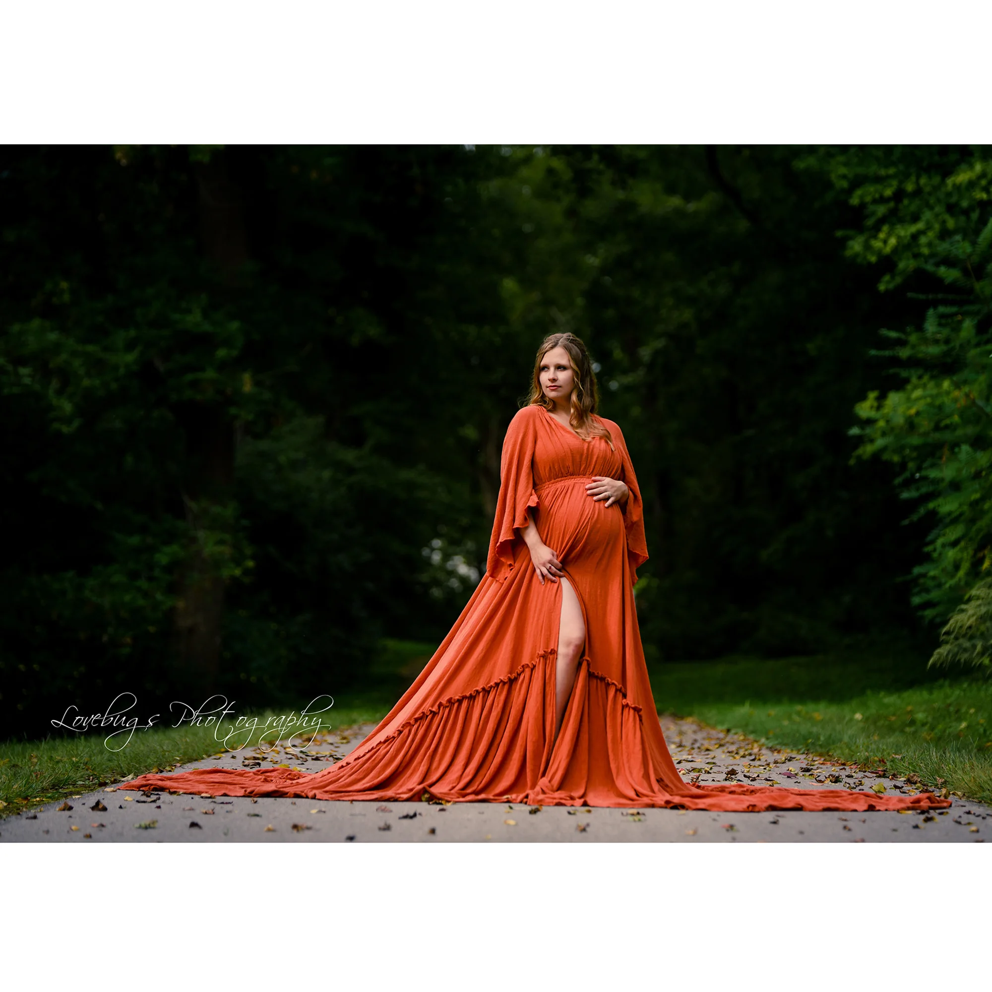 Don&Judy Retro Flare Sleeves Christmas Maternity Non-maternity Dress Woman Photoshoot Pregnancy Photography Prop Party Gown 2022