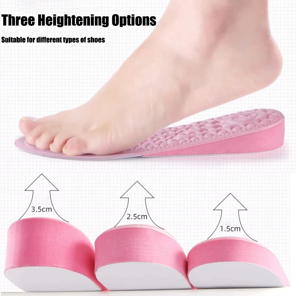 Invisible Height Increase Insoles for Women Shoes Inserts EVA Memory Foam Comfort Heightening Insoles for Feet Massage Shoe Pad