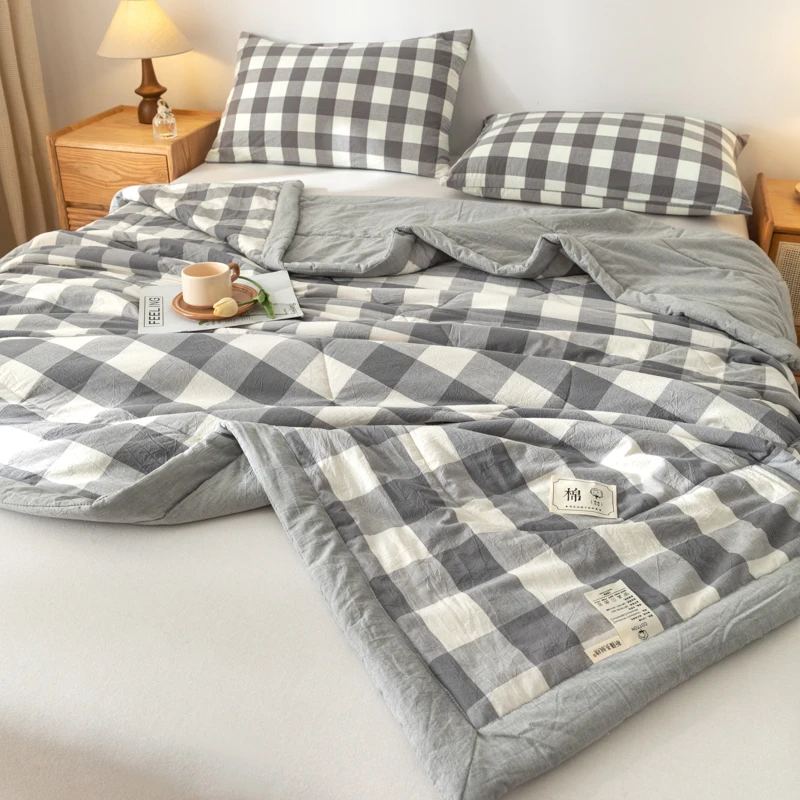 Японские хлопковые одеяла летнее крутое Клетчатое одеяло двойная кровать
