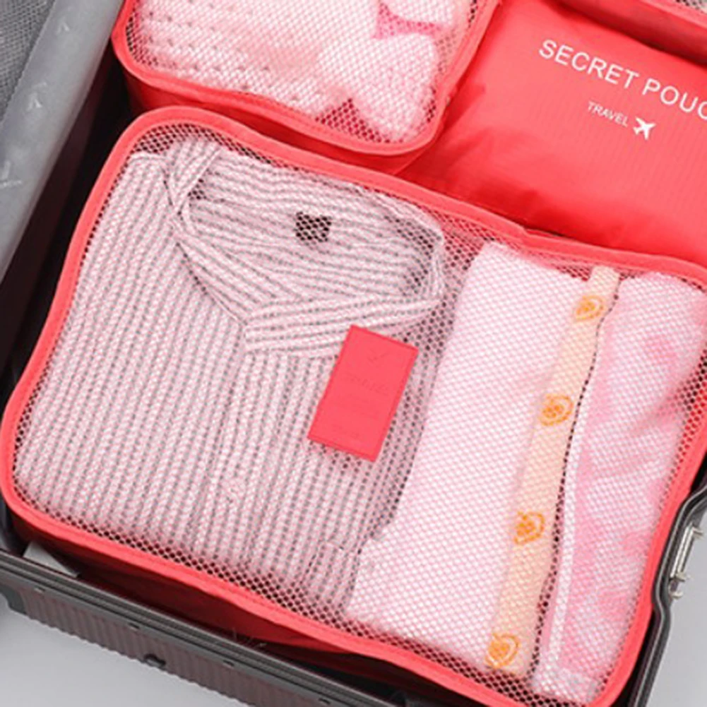 

6 Pcs Packing Cubes Travel Pounches Luggage Package Organizer Clothes Suitcase Storage Bags Oxford Cloth Portable Trip Supplies