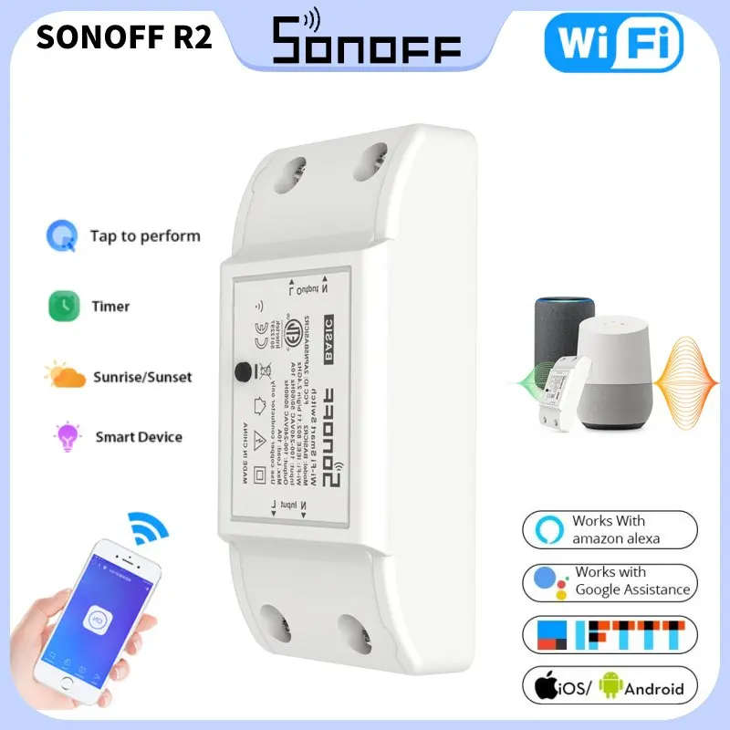 

SONOFF Basic R2 10A 433Mhz RF DIY Smart Home Wi-Fi Wireless Switch Remote Control via eWeLink Works With Alexa Google Home IFTTT