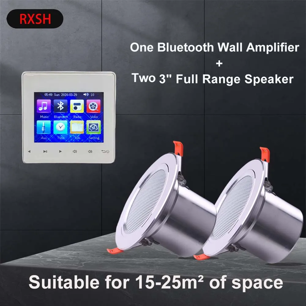 

Home Bluetooth Amplifier Background Music System In Wall Amp Ceiling Speaker Mini Touch Key Audio Panel Bathroom PA System 2*15W