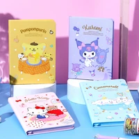 sanrios cinnamoroll hello kittys notebook kuromi pompom purin kawaii pattern student pu side notepad stationery toy for girls