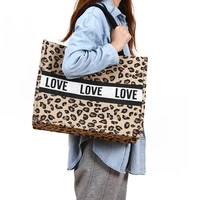 fashion large capacity handbag for ladies vintage leopard shoulder bags for female daily use printing shopping tote