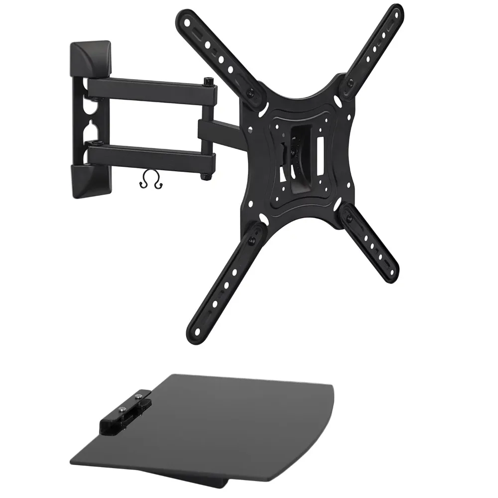 

Крепление-It! Настенное крепление для телевизора Full Motion с плавающей развлекательной полкой, подходит для телевизоров от 23 до 55 дюймов, 66 фунтов. Ёмкость