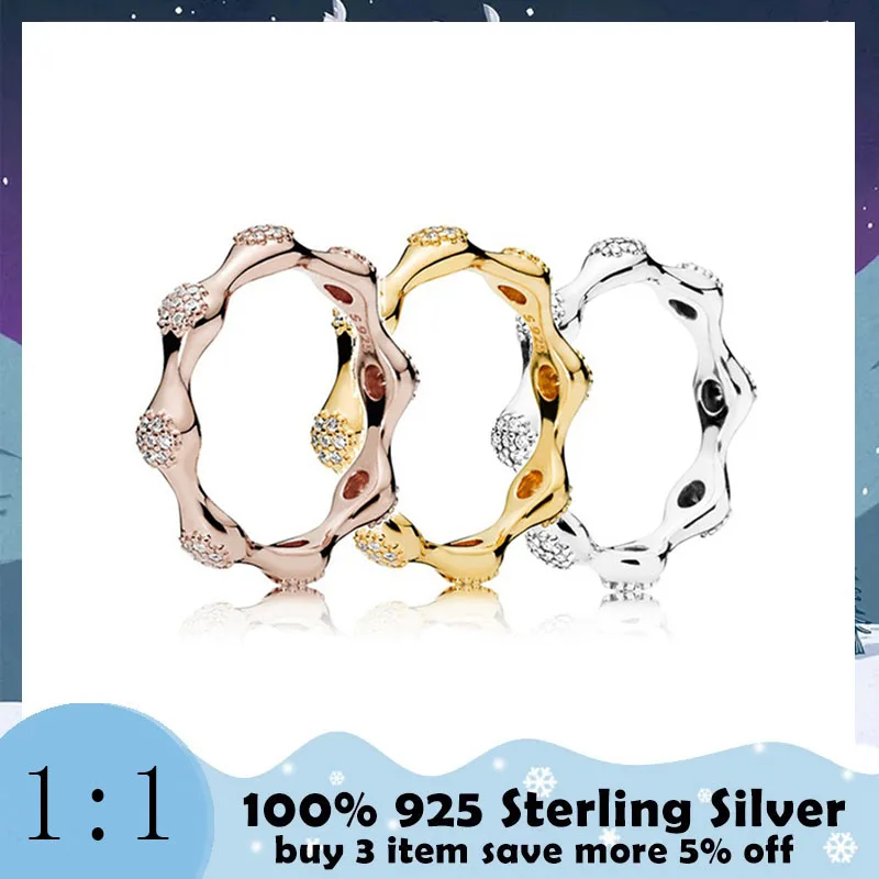 

High Quality 100%925 Sterling Silver Wave Ring Plated 14k Gold Fashionable Temperament Jewelry Delivered Free