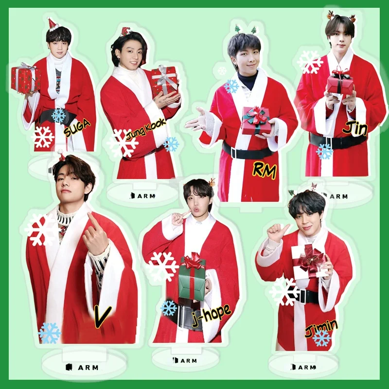 

KPOP BangtanBoys 2022 Happy Holidays Acrylic Double Sided Standing Table Card Stop Sign K-POP JK V New Korea Group Fashion Gifts
