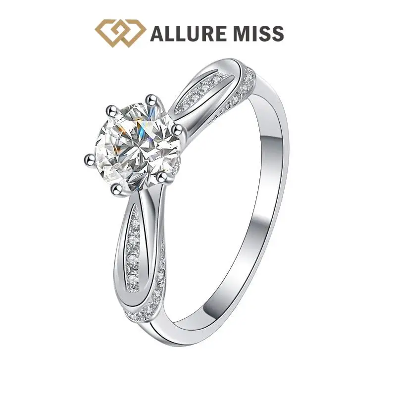 

Passed Diamond Test Rings for Women Moissanite Jewelry 100% 925 Sterling Silver White Gemstone Round Brilliant Cut Simplicity