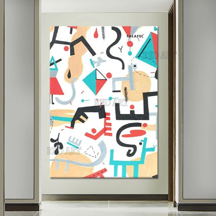 

Modern Bedroom Wall Decor Colorful Acrylic Cartoon Oil Painting Reprodution Canvas Wall Picture Abstract Crafts Paintings Art