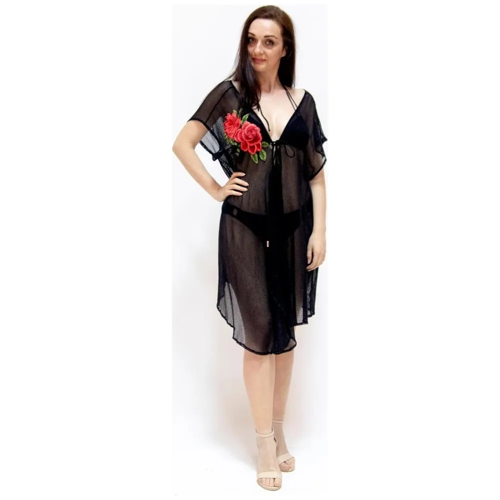

Черная рыболовная сетка Dorlie Rose nakışдолдолго