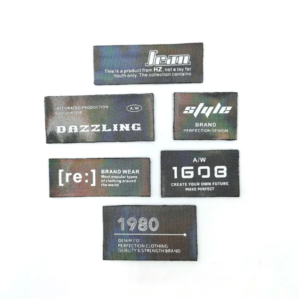

6pcs/Lot Laser reflective printing letters leather label clothing bag decoration fashion brand clothing DIY magic patch paste