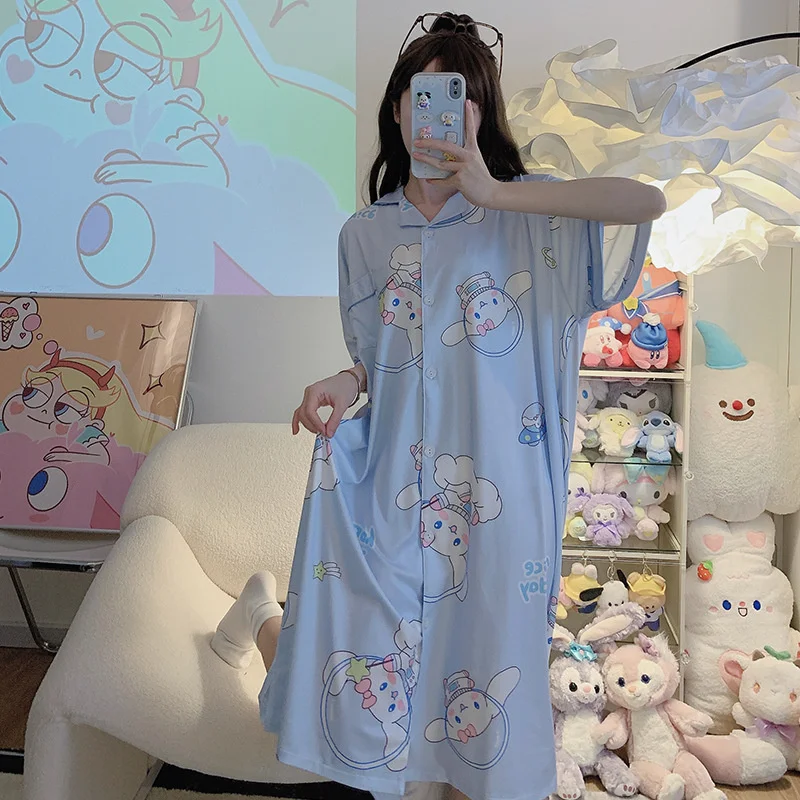 

Мультяшные шорты-рубашка Cinnamorol Kawaii большая ночная рубашка Lotso Sanrio мягкие дышащие праздничные подарки на день рождения