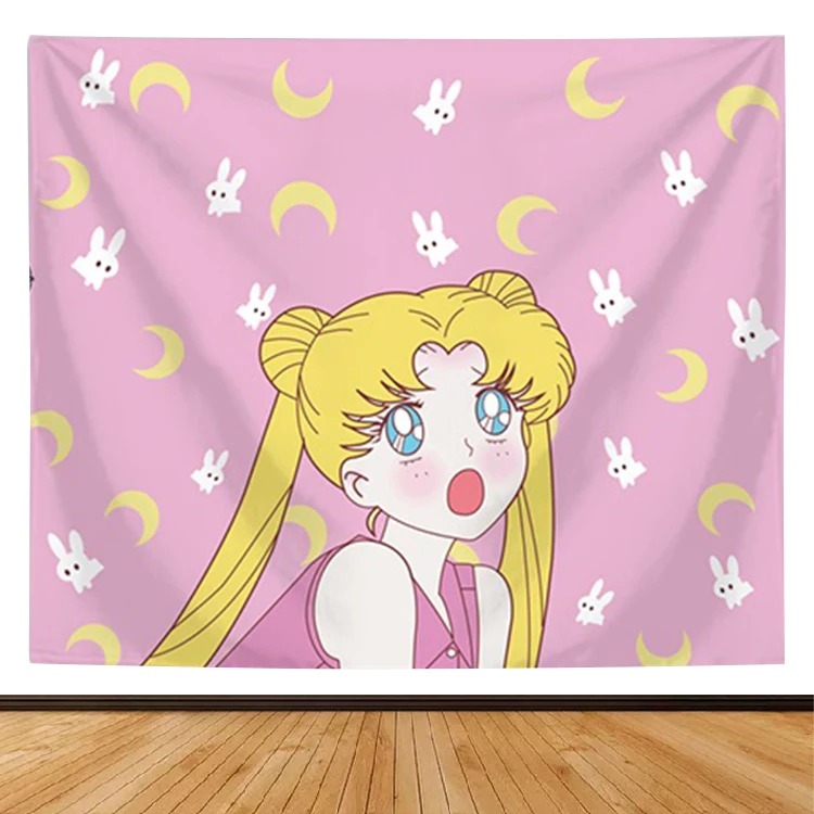 

Beautiful anime girl Dragon pattern tapestry wall blanket Pink Warm bedroom decoration Handsome sailor