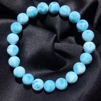 natural blue larimar round beads bracelet 9mm gemstone water pattern jewelry stone larimar women men aaaaaaa