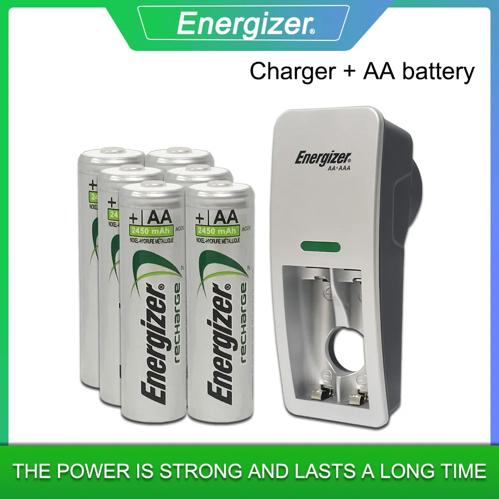 

Energizer 1.2V 2450mAh AA NI-MH NIMH Rechargeable Battery For Camera Toy Mouse Flashlight MP3 Remote Control+2 Plug In Charger