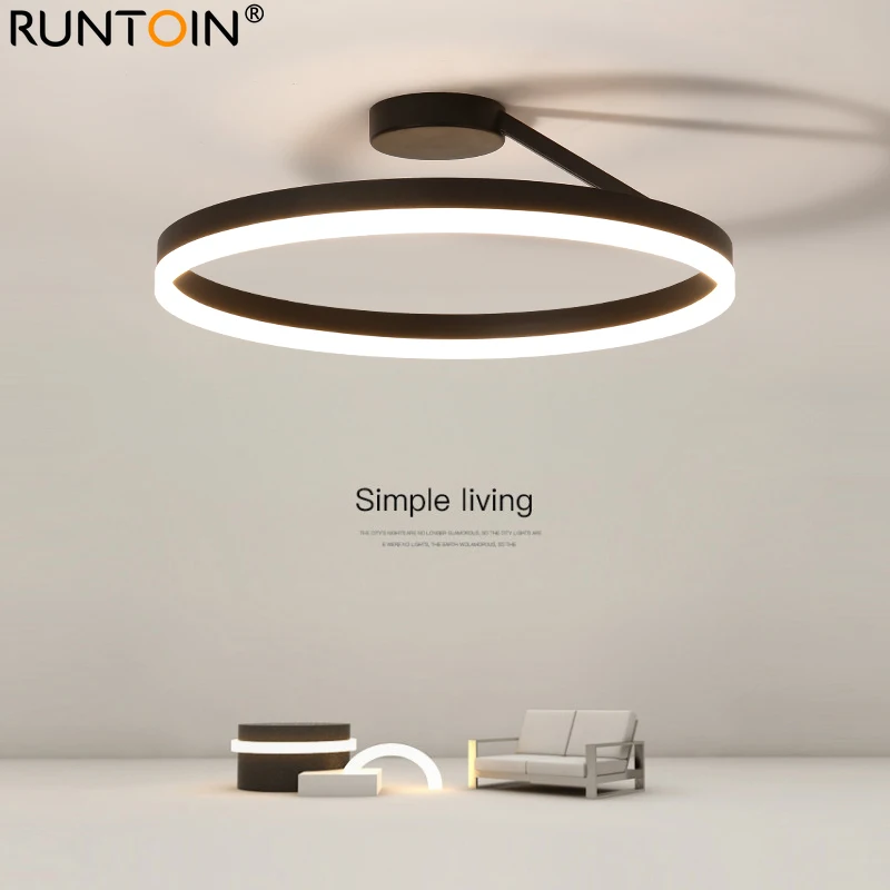 LED Ceiling Light Modern Nordic Designer Simple Single Circle White/Black Ceiling Lamp for Restaurant Bedroom Kitchen Home Light