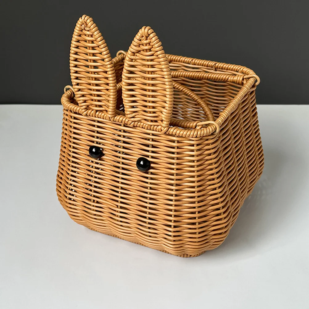

Rabbit Carrying Basket Photo Prop Sundries Holder Woven Hamper Snack Showing Baskets Lids Storage Organizer Dessert Picnic Gift